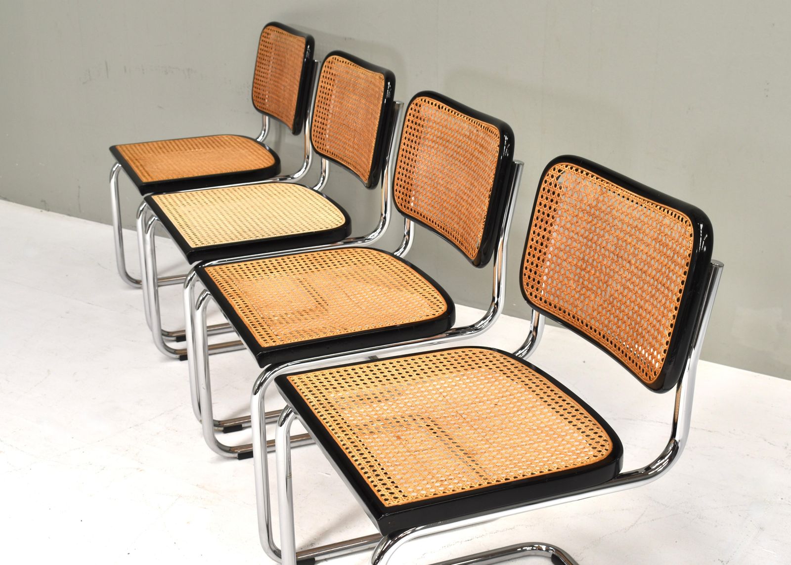 Set Of 4 Cesca Model B32 Chairs By Marcel Breuer – Italy, 1970 80's photo Furniture