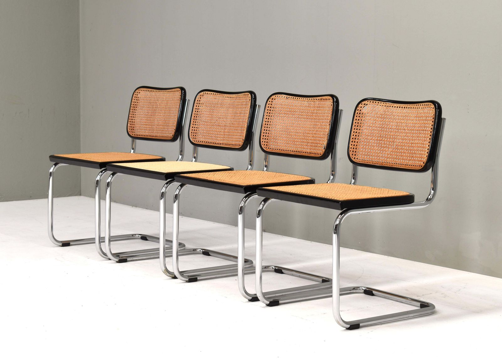 Set Of 4 Cesca Model B32 Chairs By Marcel Breuer – Italy, 1970 80's photo vinterior