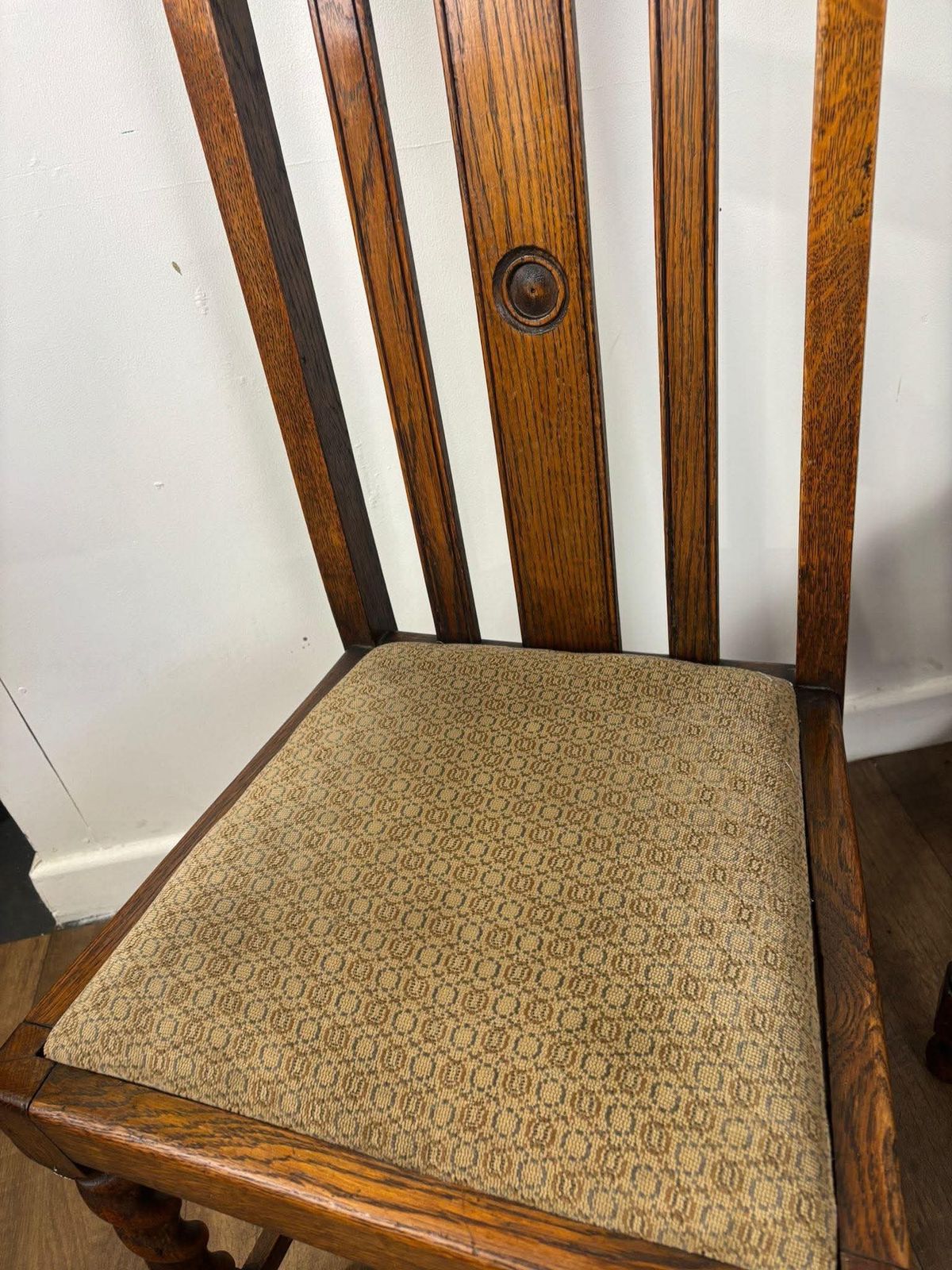 Vintage Set Of Four Oak High Back Barley Twist Dining Chairs photo furniture