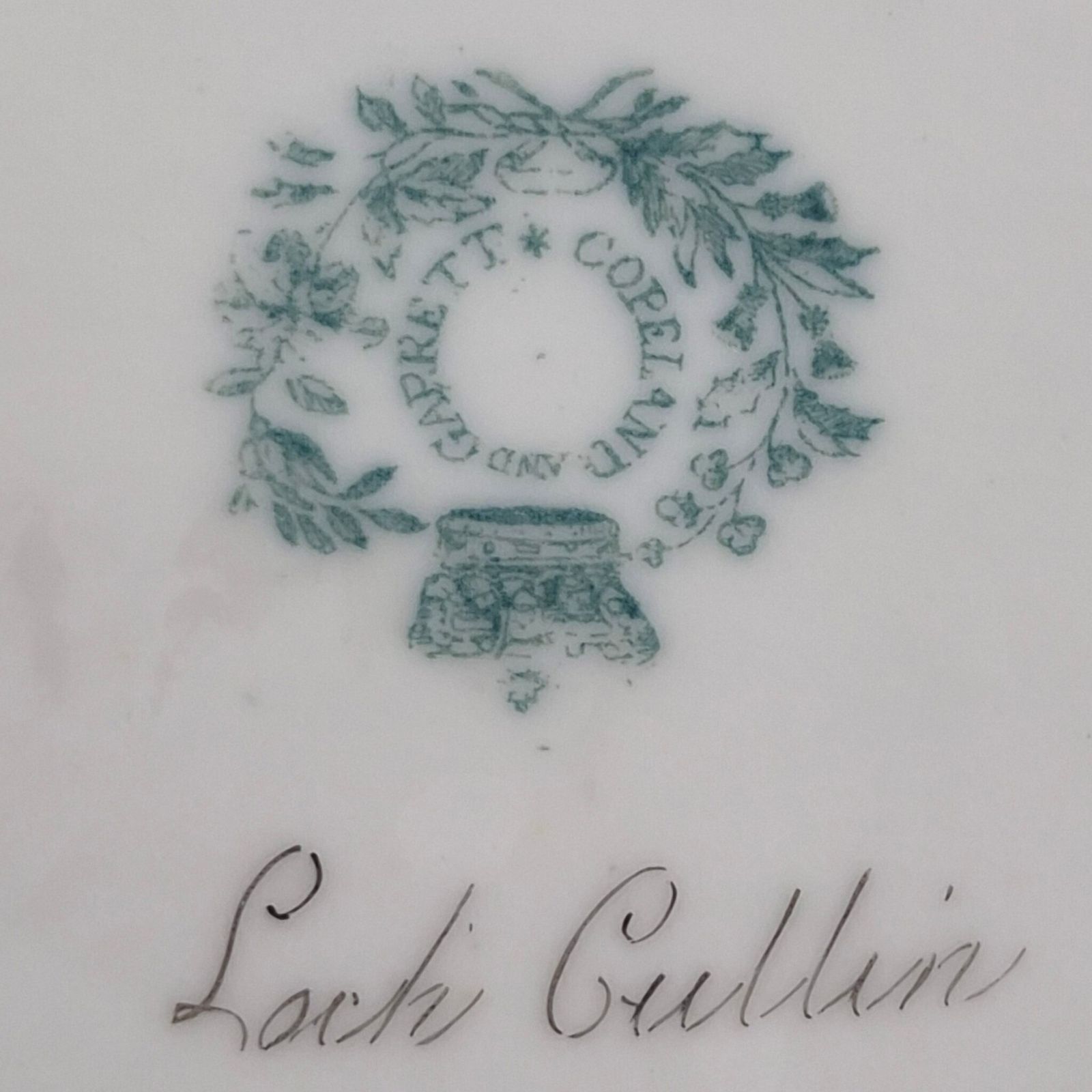 Copeland & Garrett Apple Green Scottish Views Dishes, ca. 1833-1847 photo vinterior