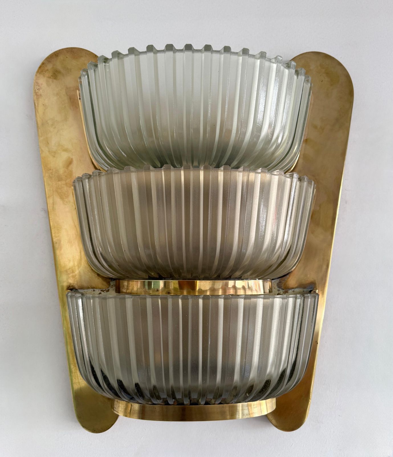 Lighting Pair Of Sconces Brass And Glass By Seguso. Italy, 1940s photo