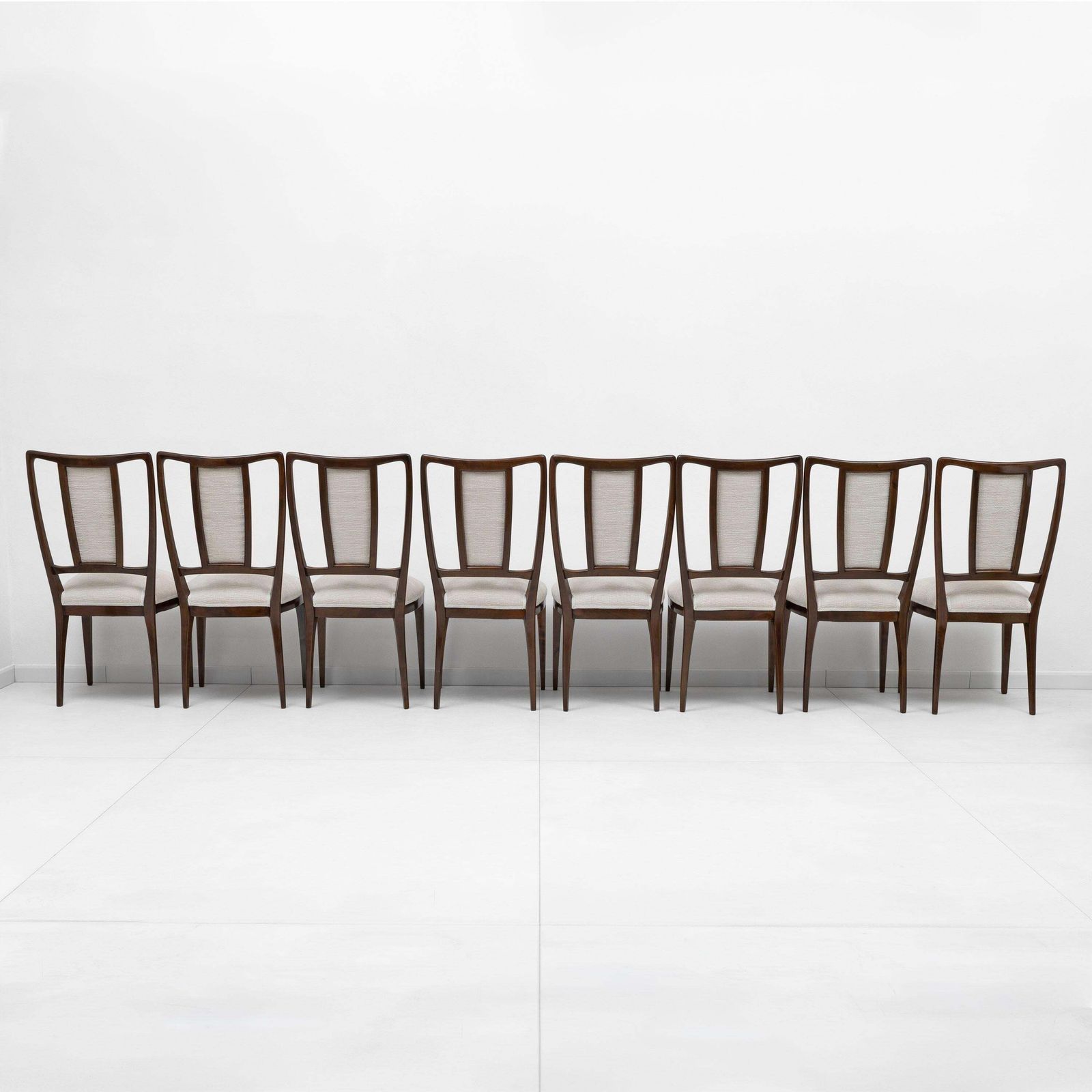 Set Of 8 Mid Century Modern Italian Bouclè Dining Chairs, 50s photo Furniture