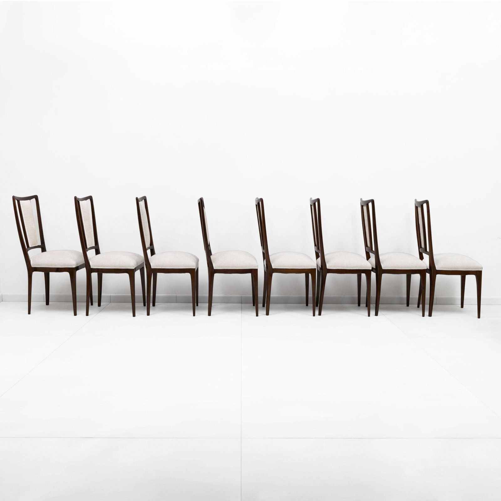 Set Of 8 Mid Century Modern Italian Bouclè Dining Chairs, 50s photo 7350.0