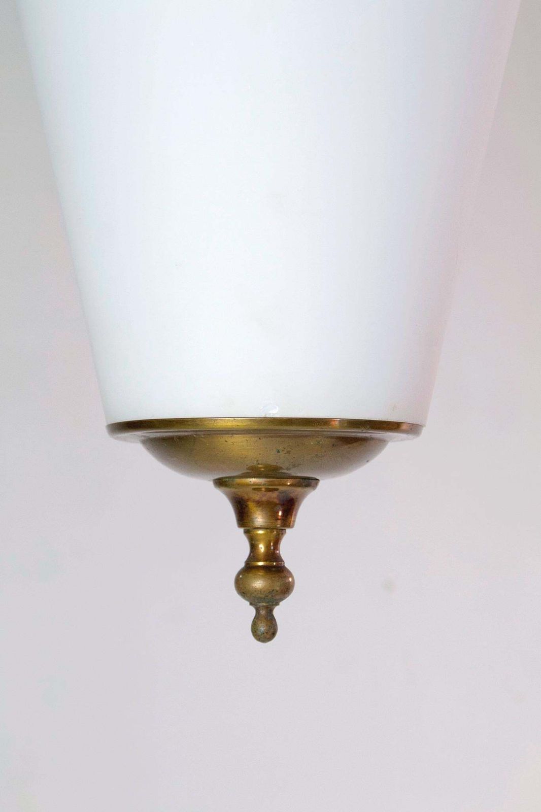 Mid Century Modern Italian Pendant Light, Brass & Opaline Glass, 1950s photo 1194.0