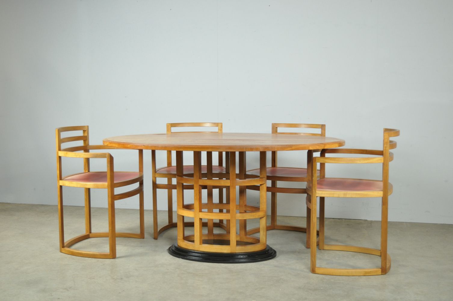 Exceptional Fruitwood Dining Table Set In Art Deco Style, 1980s photo vinterior