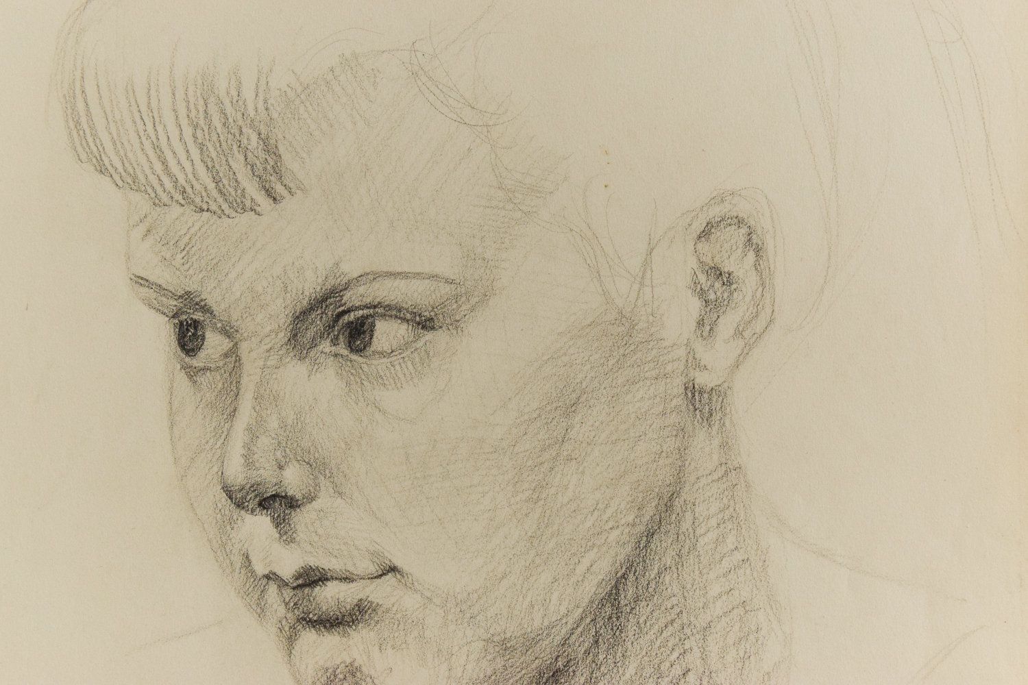 Vintage 1954 Original Female Pencil Life Drawing Portrait By Robert Arthur Bramwell photo buy