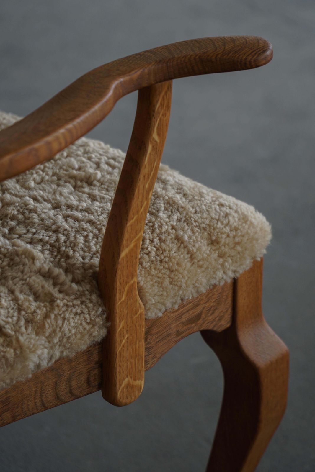 2486.0 Pair Of Razorblade Armchairs By Henning Kjærnulf, Oak & Lambswool, 1960 photo