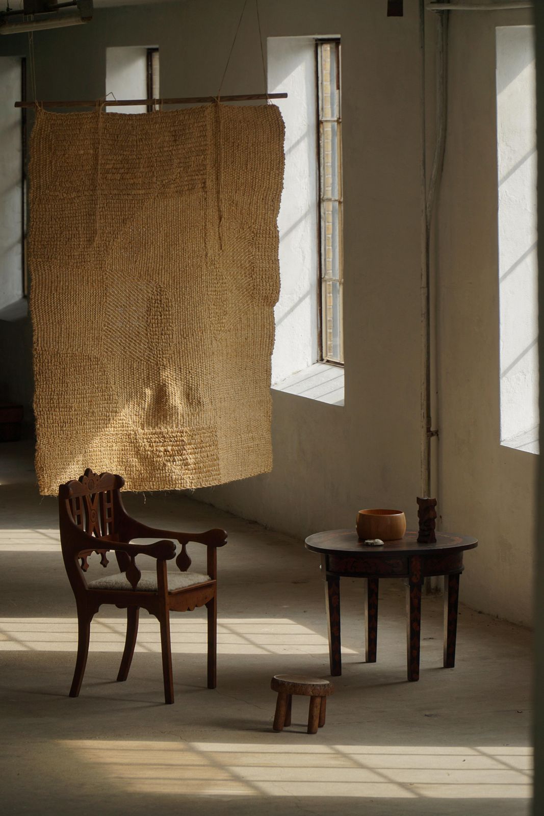 Danish Folk Art Armchair In Oak & Lambswool Seat, Early 20th Century, 1930s photo vinterior