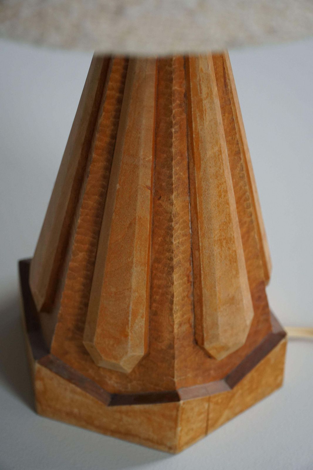 Scandinavian Modern, Sculptural Hand Carved Wooden Table Lamp, Denmark, 1970s photo Lighting