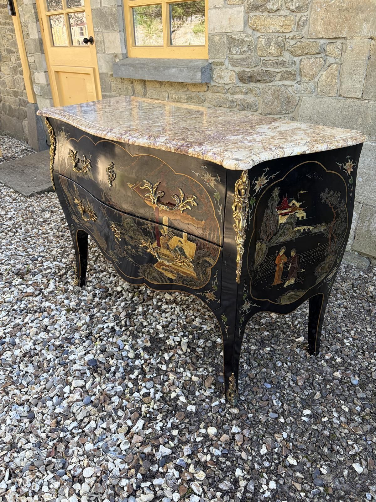 Chinoiserie Decorated Marble Top Commode photo vinterior