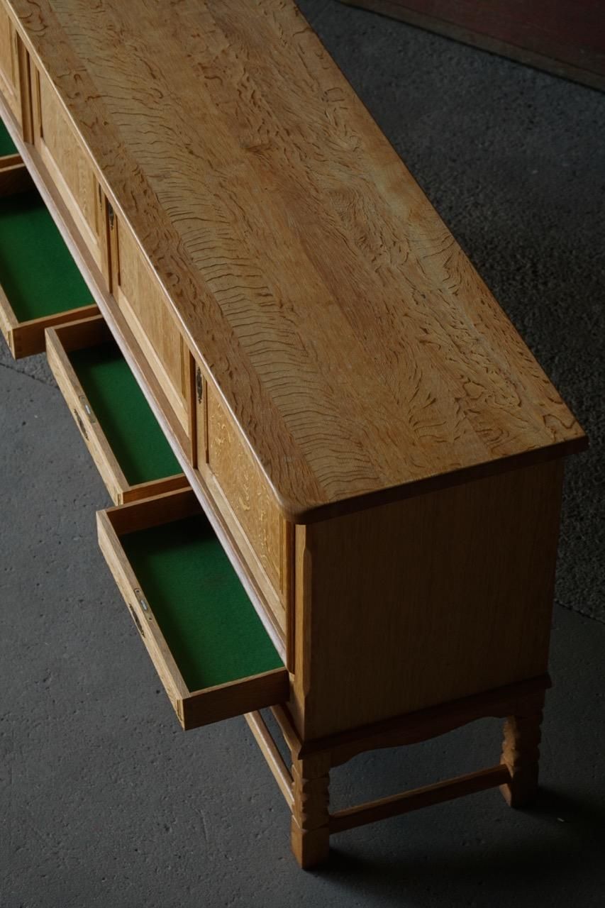 Furniture Danish Mid Century, Brutalist Sideboard In Oak, Henning Kjærnulf, 1960s photo