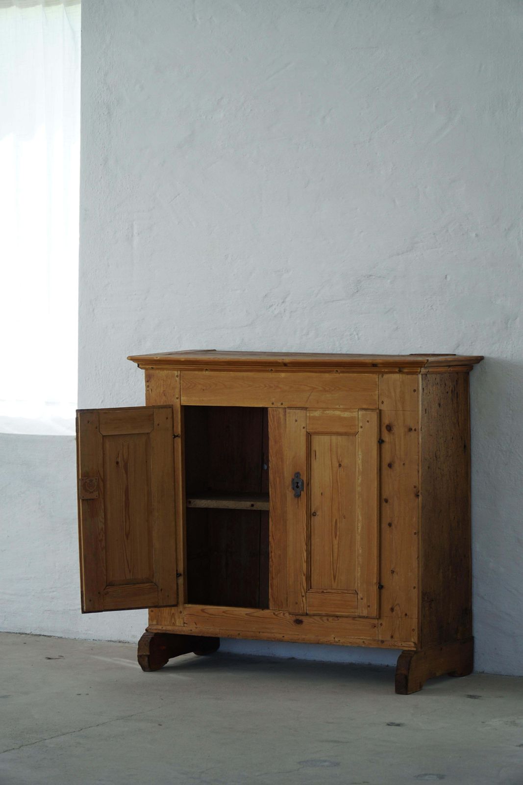photo furniture Danish Antique Pine Cabinet With Paneled Doors, Wabi Sabi, Late 18th Century