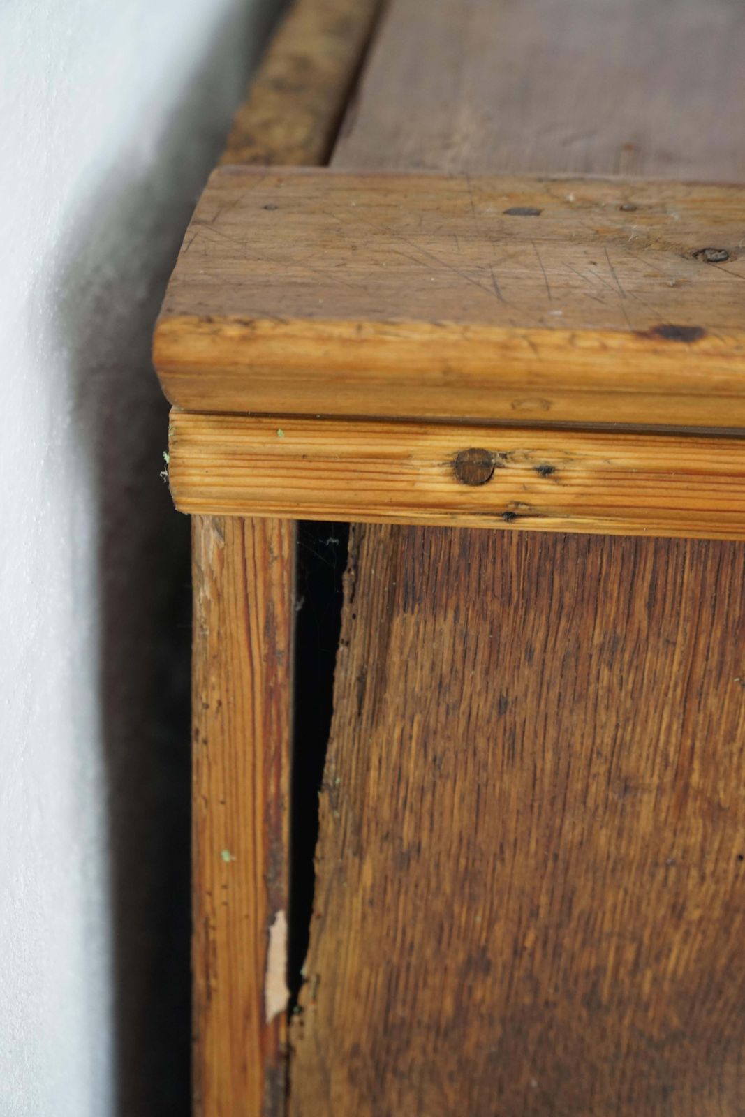 photo vintage Danish Antique Pine Cabinet With Paneled Doors, Wabi Sabi, Late 18th Century