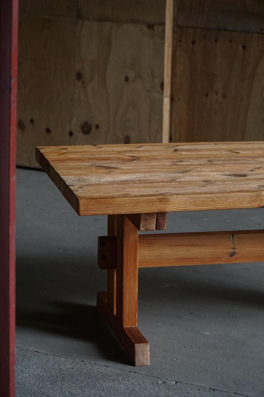 photo furniture Danish Modern Brutalist Dining Table In Pine, Hans Jørgen Frydendal, 1970s