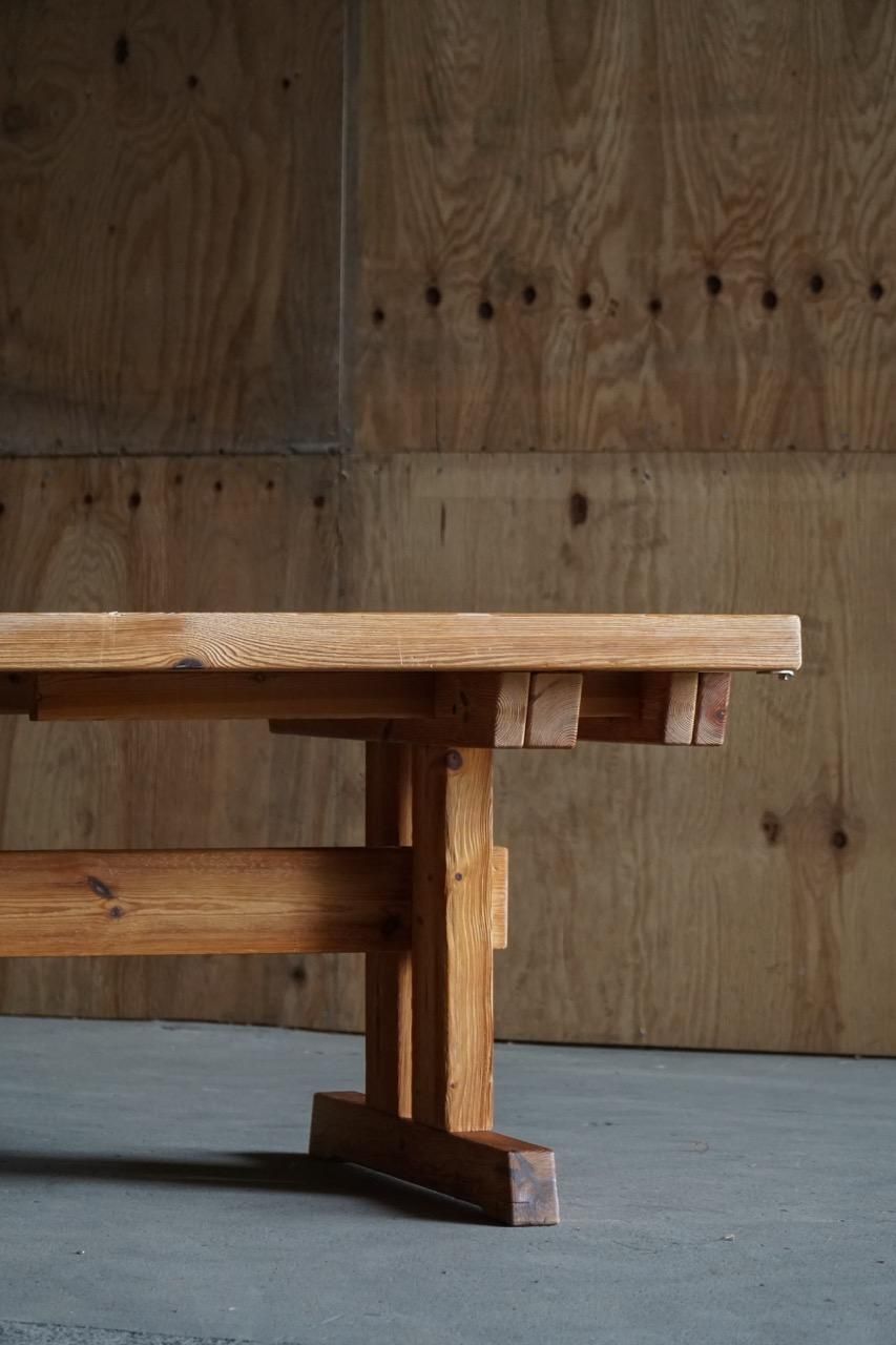 Furniture Danish Modern Brutalist Dining Table In Pine, Hans Jørgen Frydendal, 1970s photo