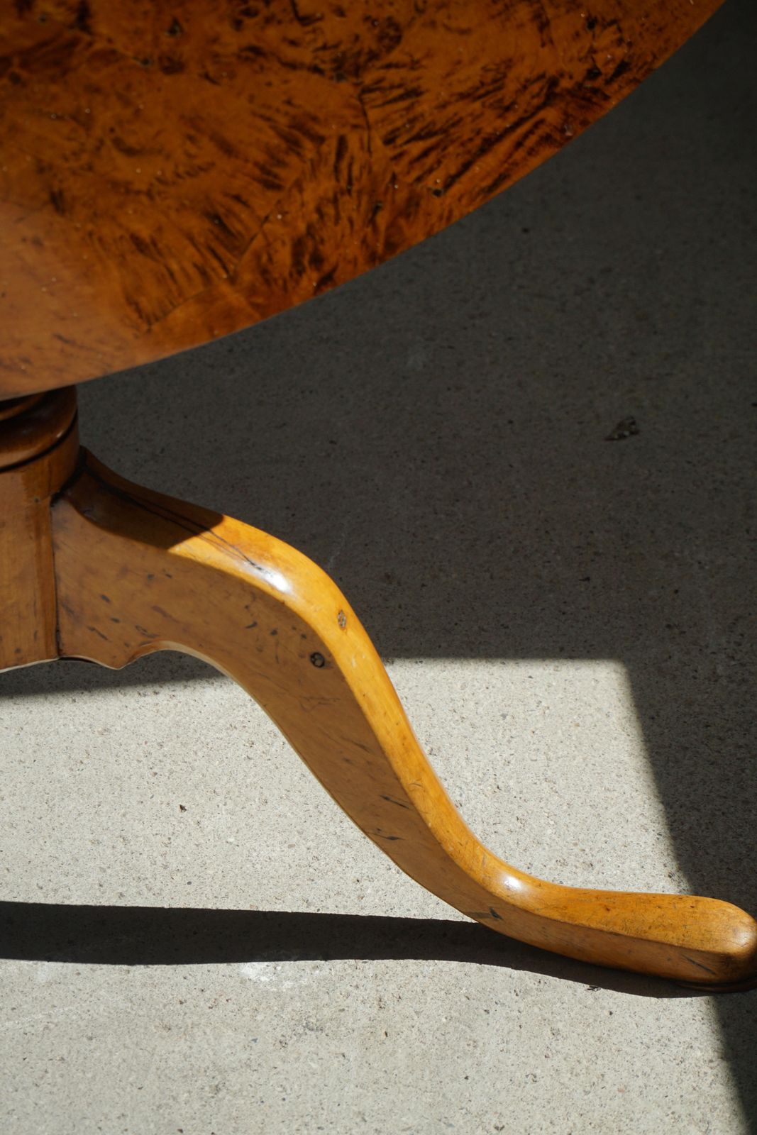 Swedish Antique Burl Wood Tilt Top Table With Pedestal Base, Early 19th Century photo buy