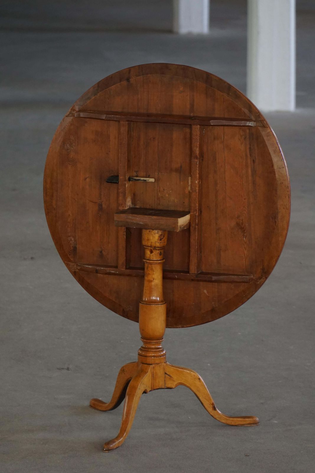 photo for sale Swedish Antique Burl Wood Tilt Top Table With Pedestal Base, Early 19th Century