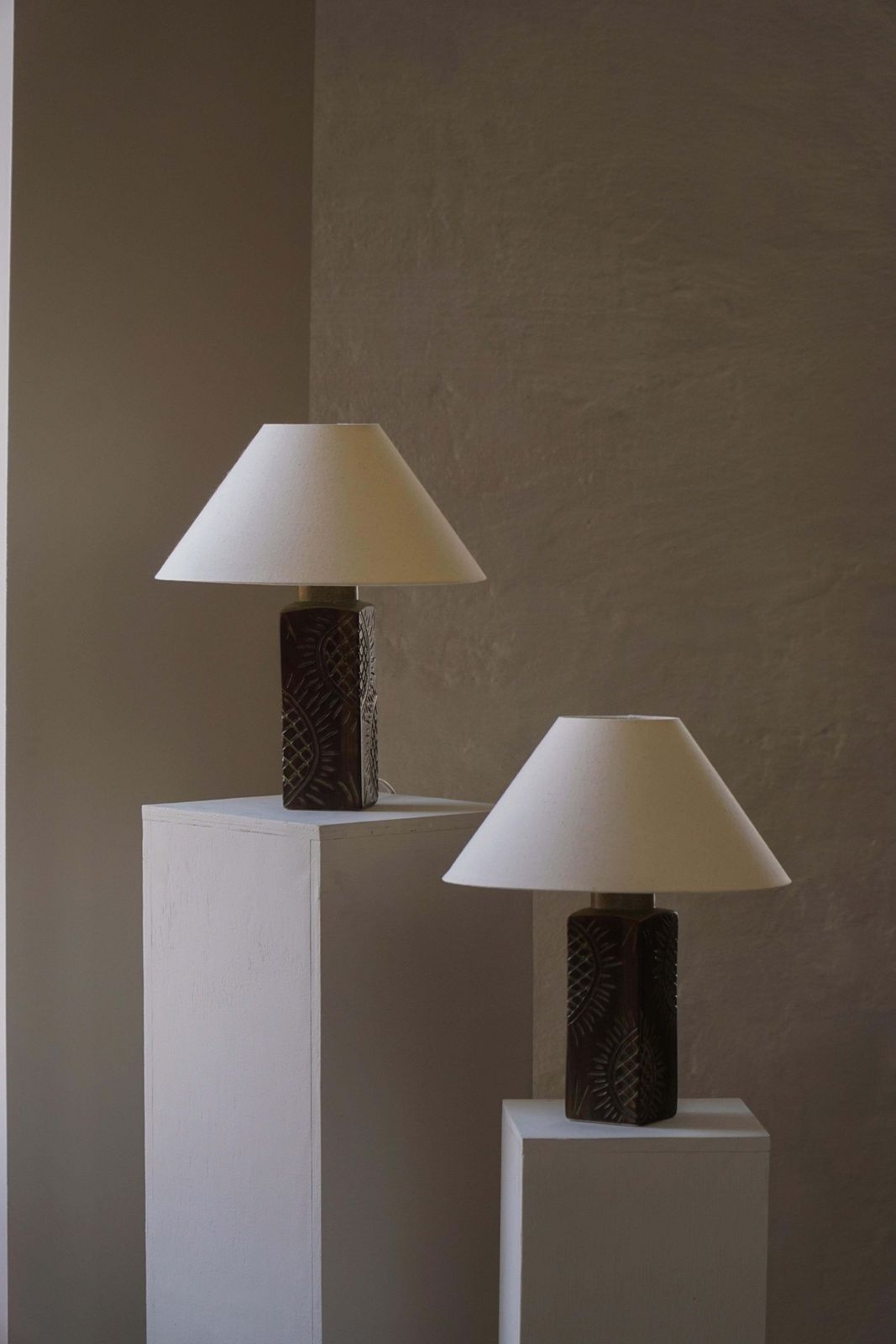 Pair Of Scandinavian Modern Ceramic Table Lamps By Søholm Stentøj, 1970s photo furniture