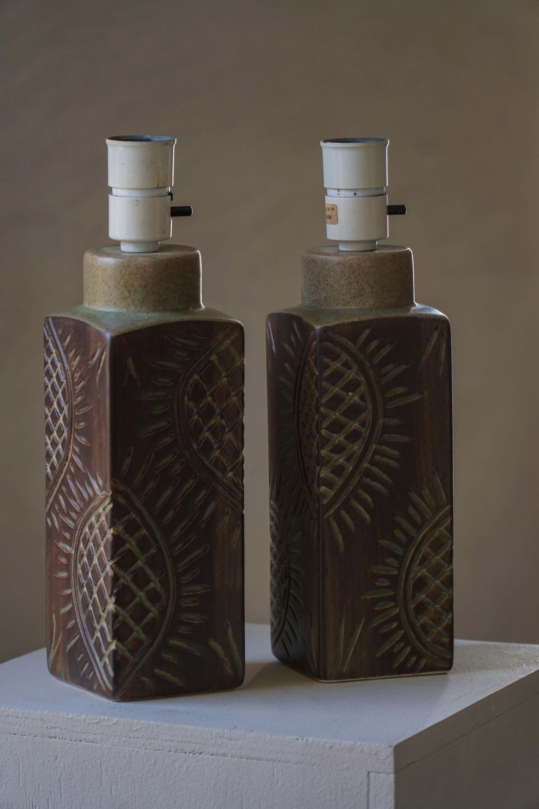 photo for sale Pair Of Scandinavian Modern Ceramic Table Lamps By Søholm Stentøj, 1970s