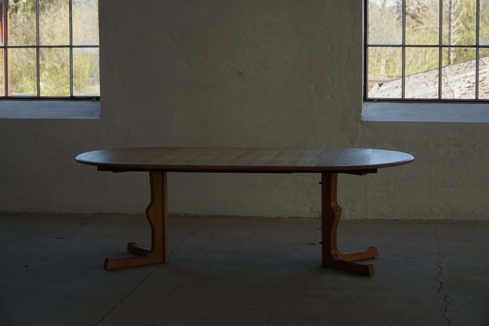 Danish Mid Century Modern Round Dining Table In Oak With Two Extensions, 1960s photo vintage