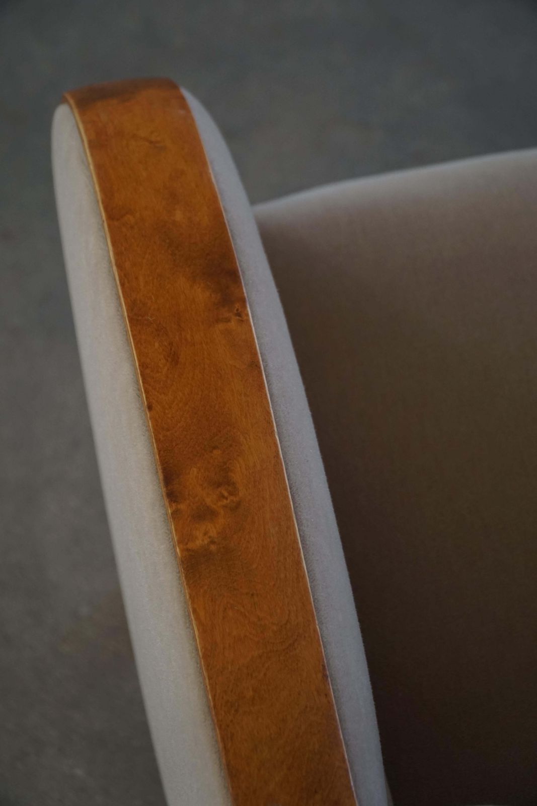 Pair Of Danish Modern Art Deco Lounge Chairs, Reupholstered, Mohair & Elm, 1940s photo buy
