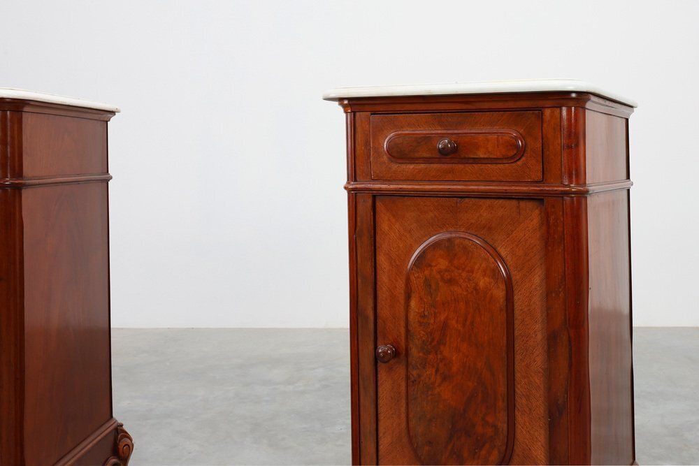 Louis XV Nightstands With Carrara Marble Tops, France, 1890s, Set Of 2 photo furniture