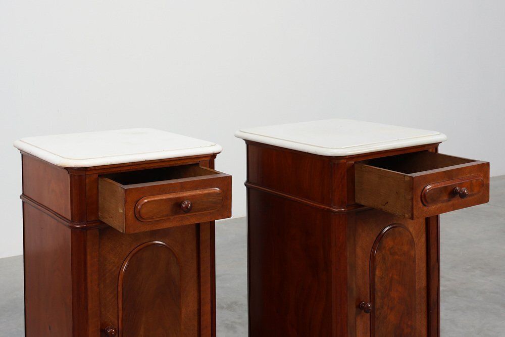 Louis XV Nightstands With Carrara Marble Tops, France, 1890s, Set Of 2 photo buy