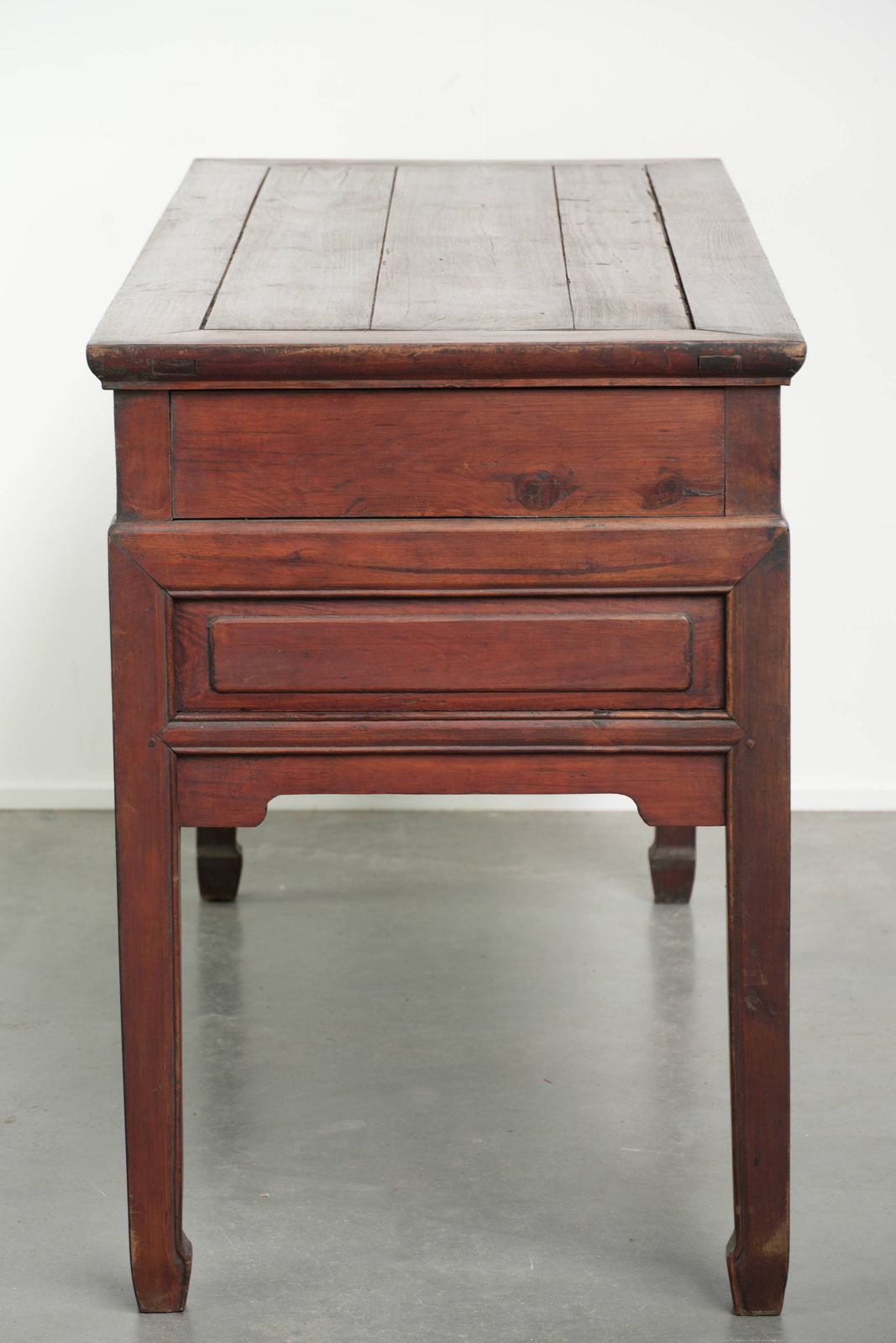 Antique Wooden Chinese Sideboard From The Late 19th Century In A Beautiful Red Color With Exquisite Wood Carving. photo Furniture