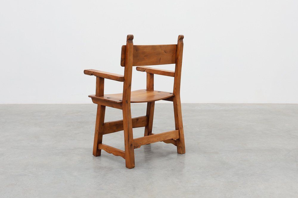 photo for sale Rustic Iberian Carved Oak Side Chair, Spain, 1900