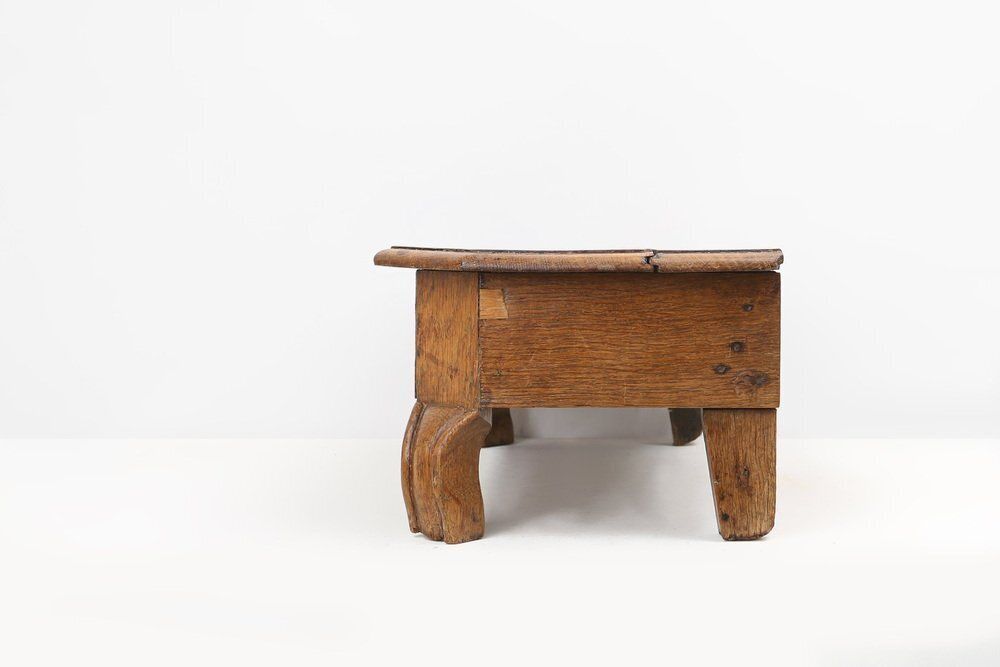 Rustic Low Church Stool In Oak, France, 1900 photo vinterior