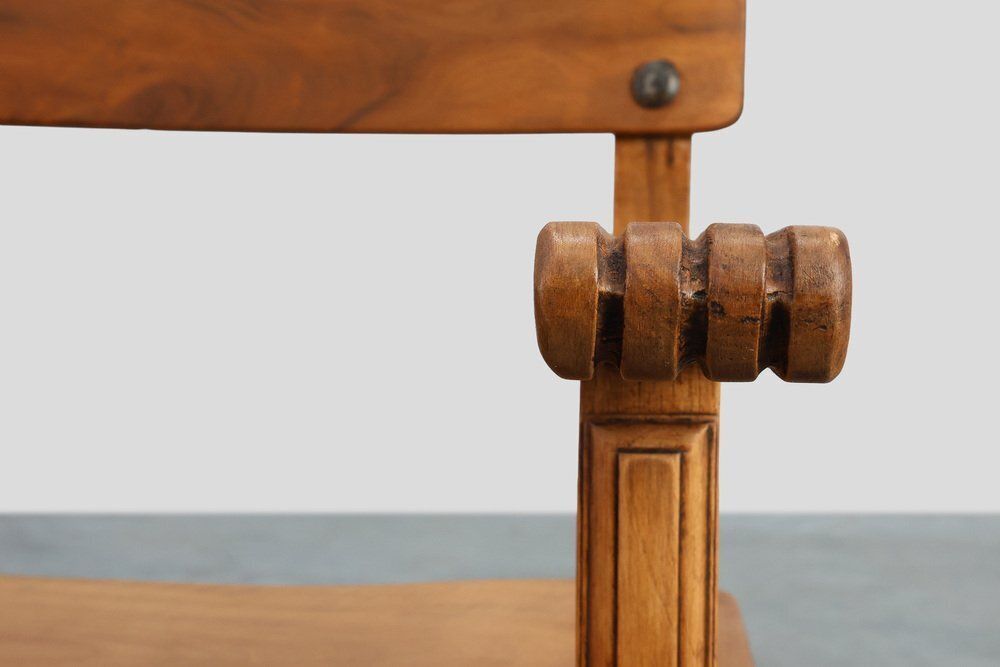 Rustic Carved Oak Iberian Side Chair, Spain, 1900 photo for sale