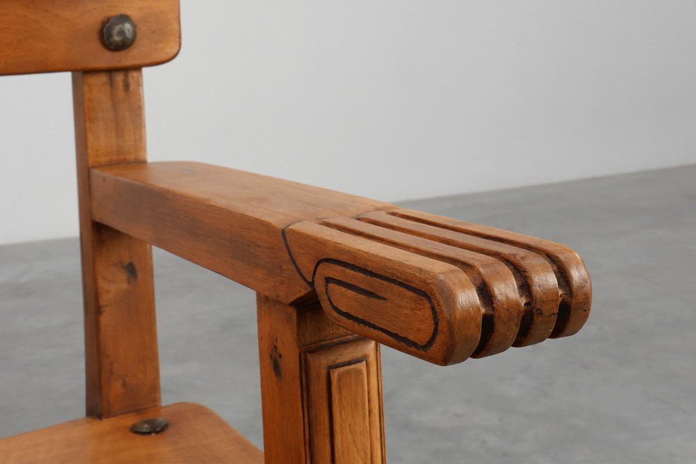 Rustic Carved Oak Iberian Side Chair, Spain, 1900 photo vinterior