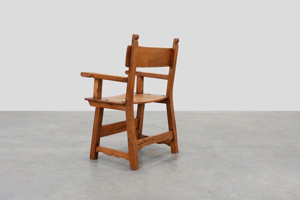 photo for sale Rustic Carved Oak Iberian Side Chair, Spain, 1900