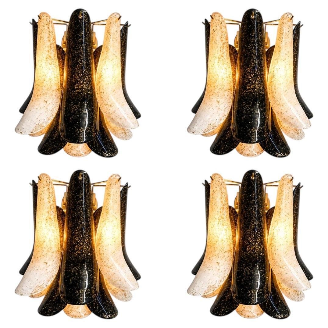 Set Of Four Italian Gold Inclusion Murano Sconces