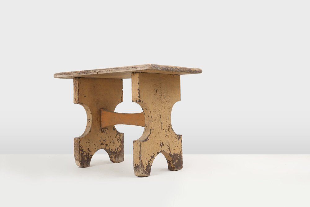 photo furniture Rustic Low Stool In Painted Wood, France, 1900