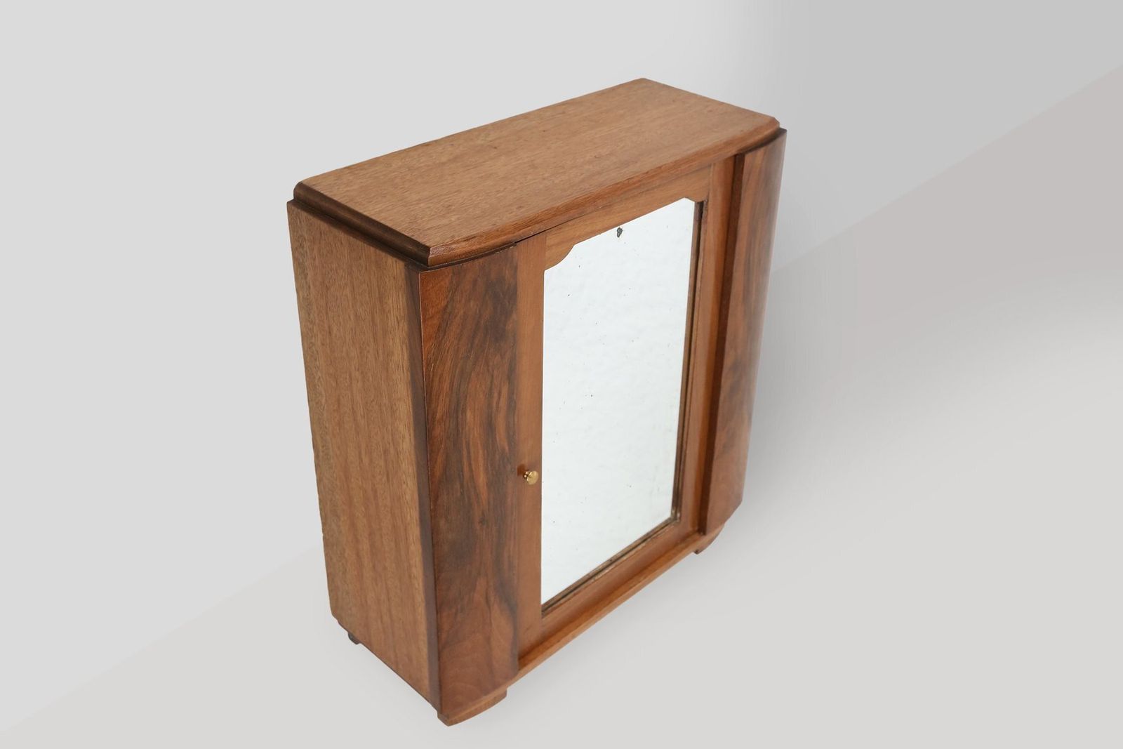 Small Art Deco Cabinet In Wood With Mirror, 1930 photo vintage