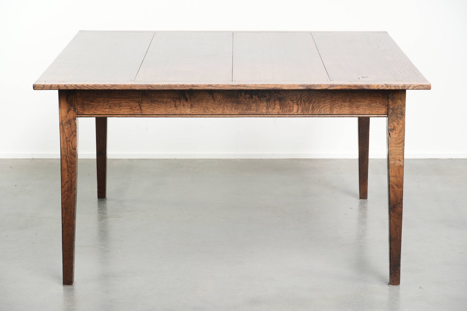 Old Square Oak Dining Table From The Mid 20th Century With 2 Drawers And Beautiful Colors. photo for sale
