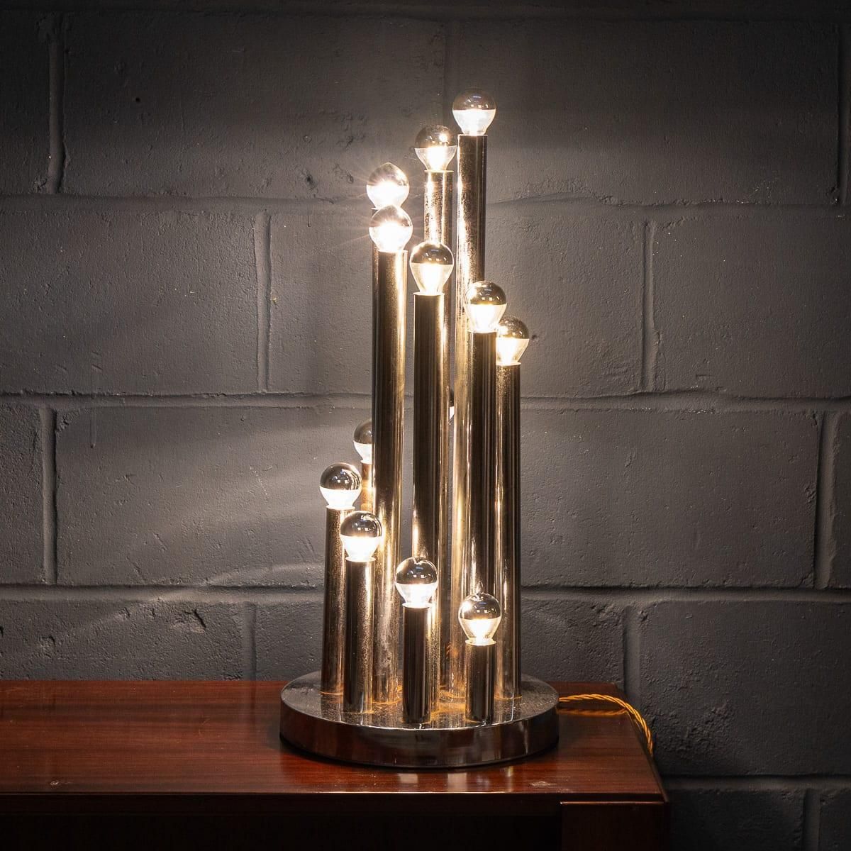 Vintage 20th Century Italian Chrome Multi Light Table Lamp By Reggiani C.1970 photo for sale