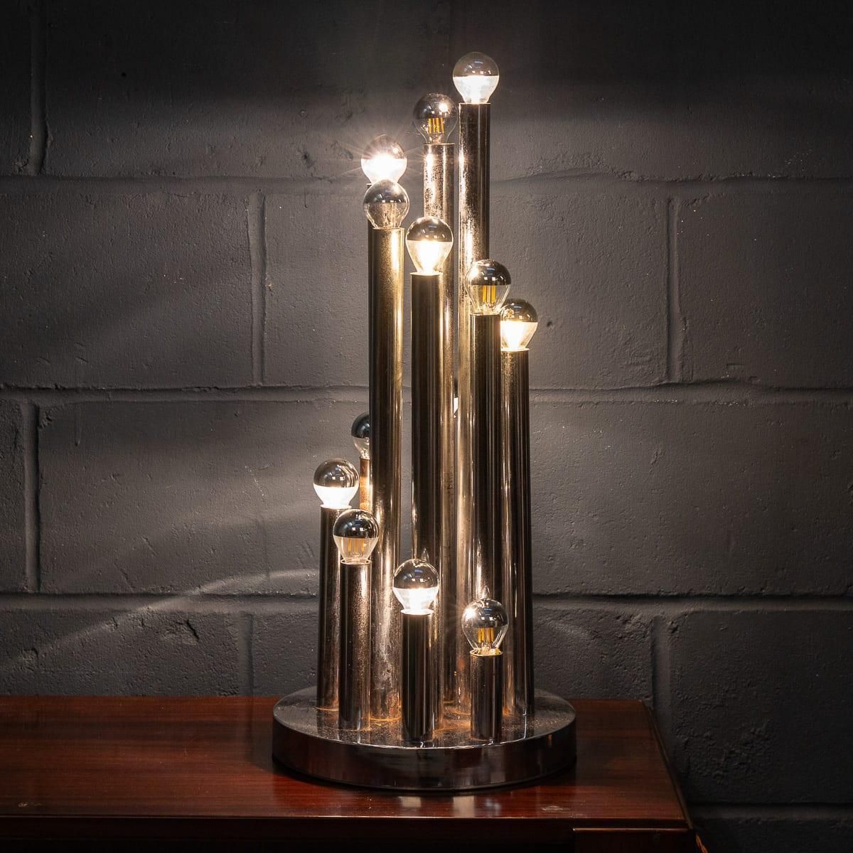 Vintage 20th Century Italian Chrome Multi Light Table Lamp By Reggiani C.1970 photo 1015.0