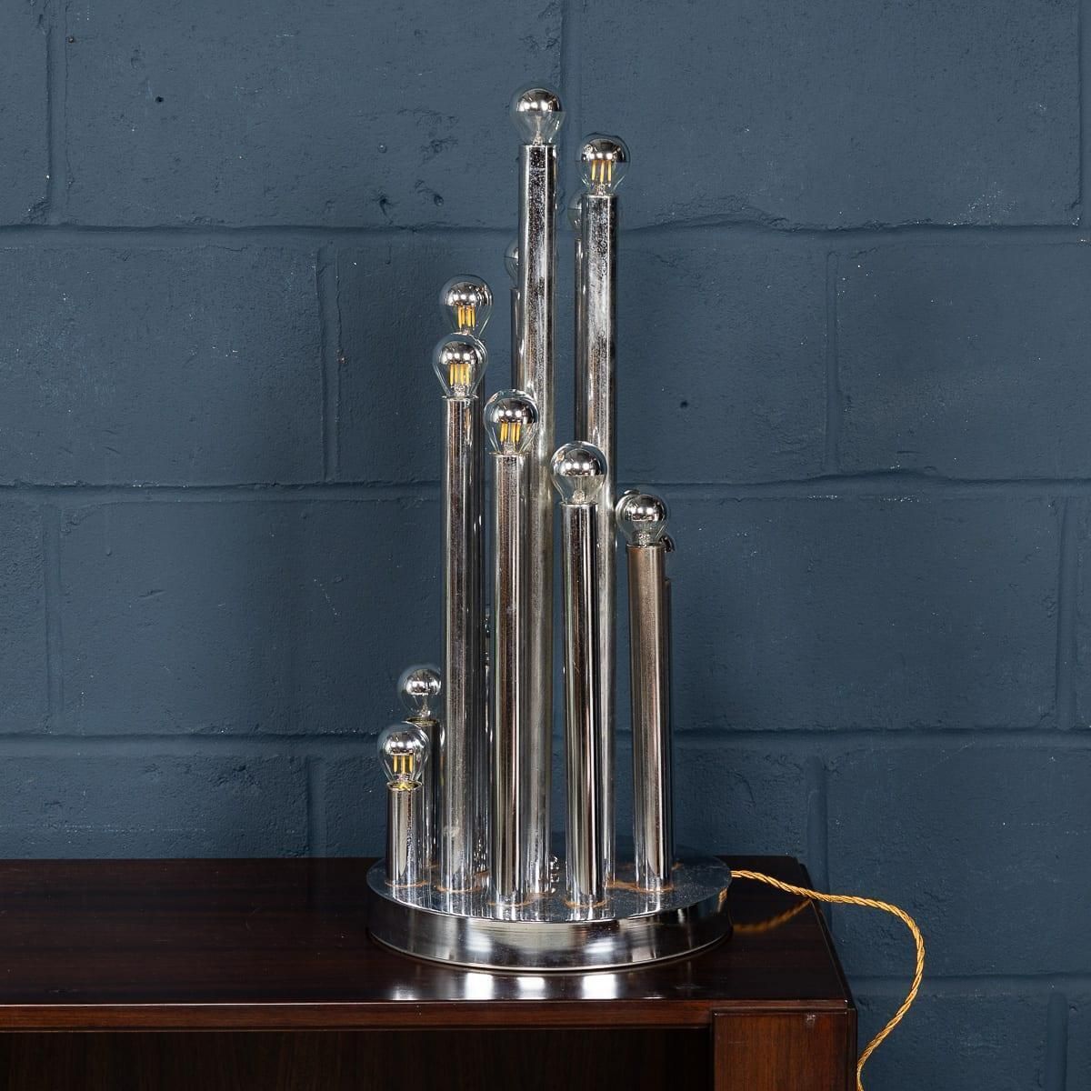 photo furniture Vintage 20th Century Italian Chrome Multi Light Table Lamp By Reggiani C.1970