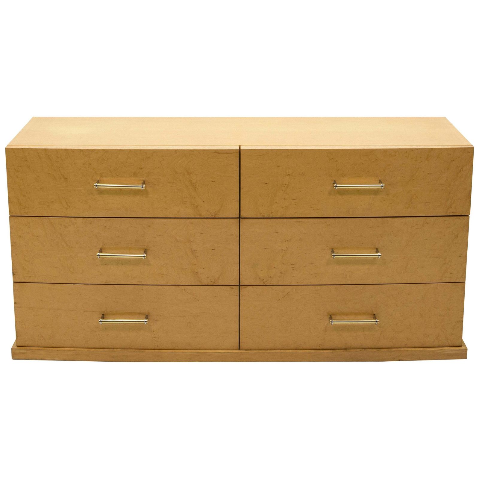 Large French Commode Sycamore With Brass Handles, 1950s