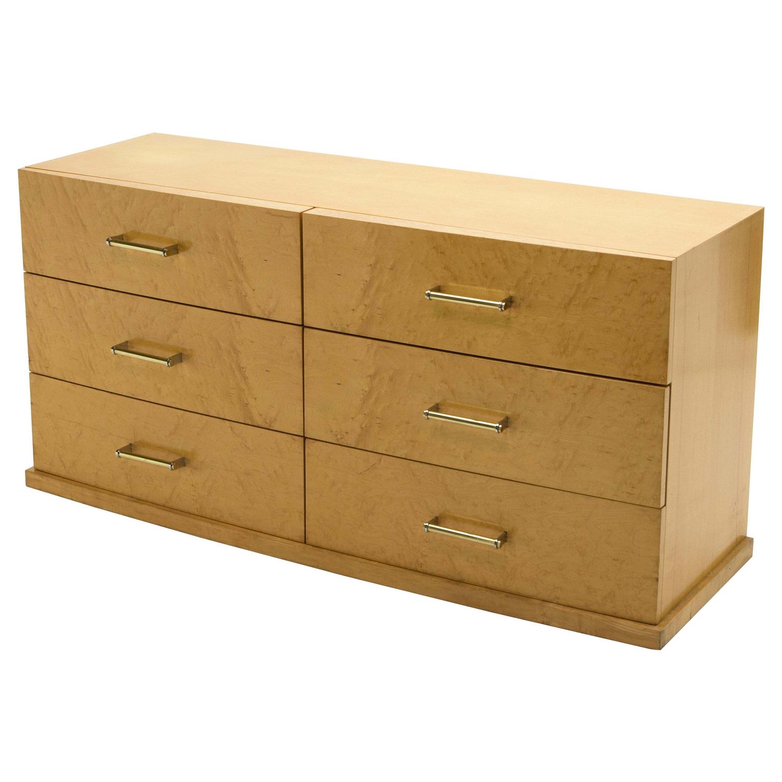Grande commode française en sycomore avec poignées en laiton, années 1950 photo furniture