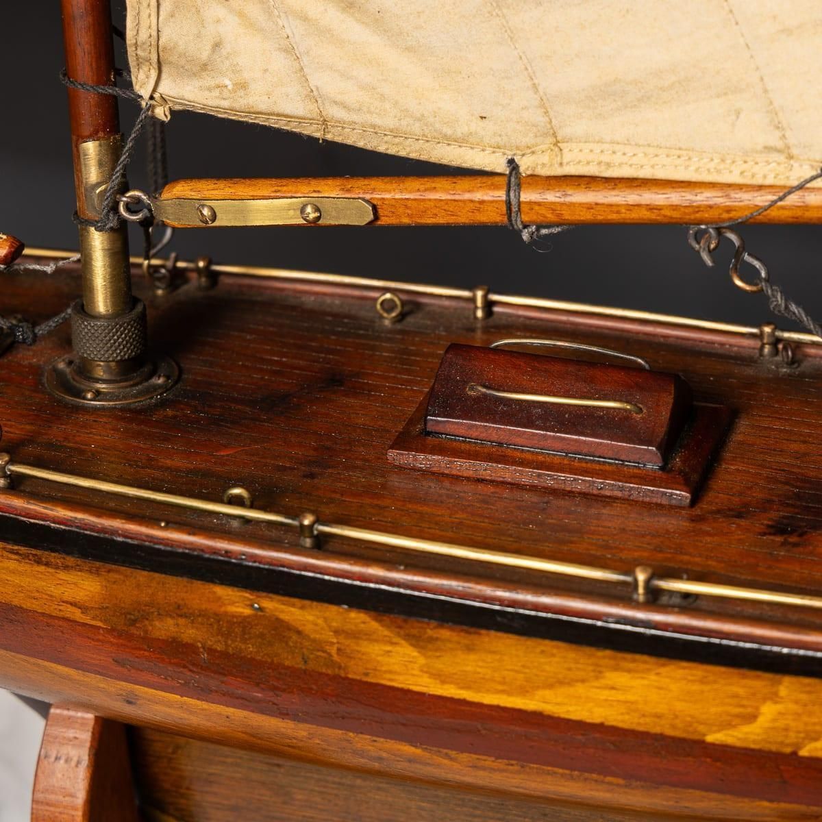 photo buy English Gaff Rigged Pond Yacht, Mahogany & Oak, Brass Fittings, 1930