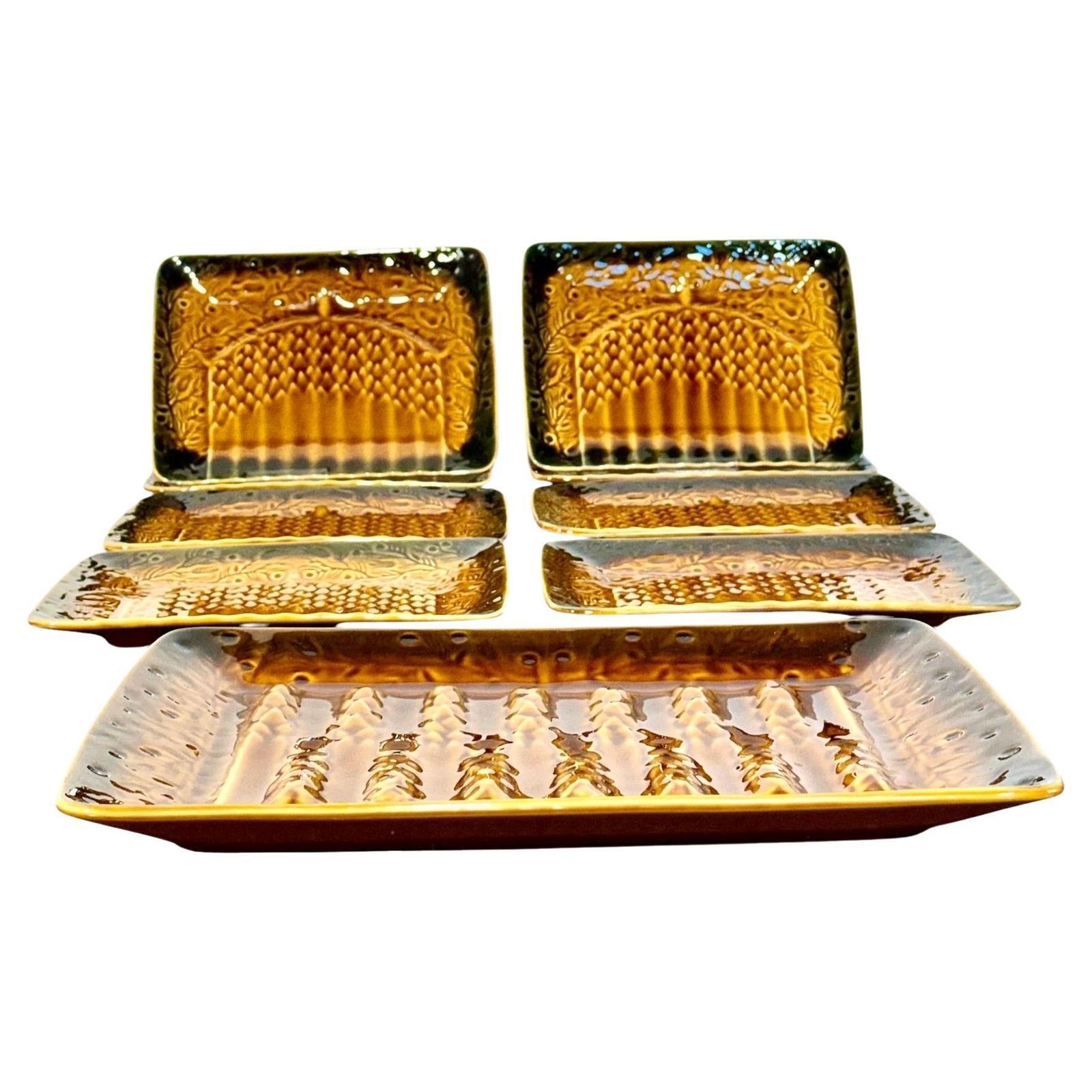 20th Century Sarreguemines Majolica Asparagus Service Set