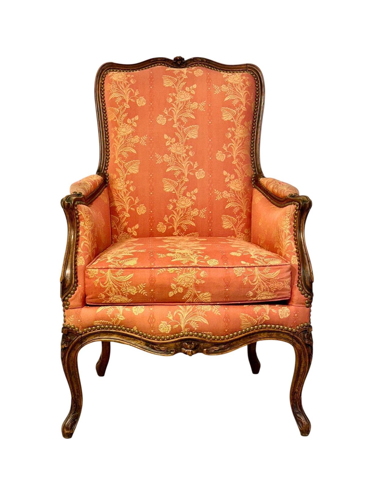 Furniture Pair Of French Louis XV Style Walnut Bergère Chairs, 19th Century photo
