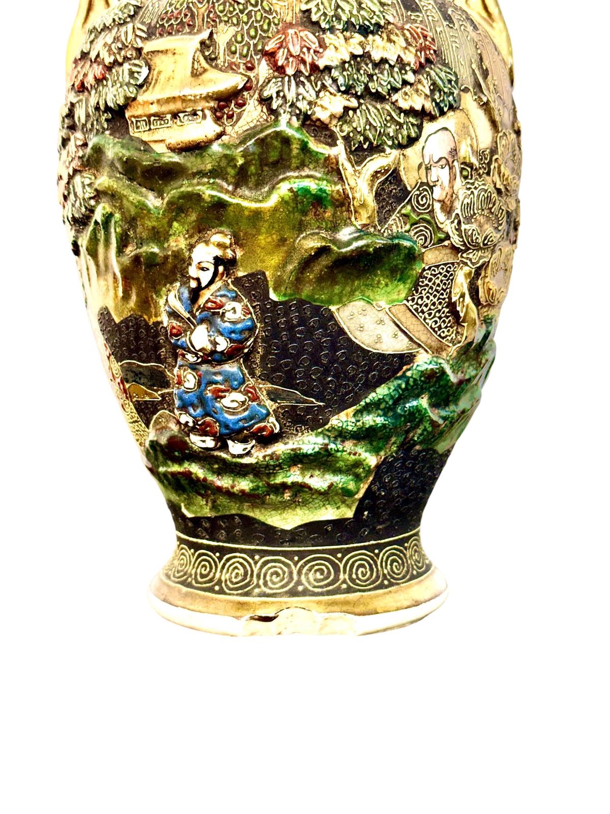 photo furniture Japanese Satsuma Moriage Covered Vase With Figural Decoration