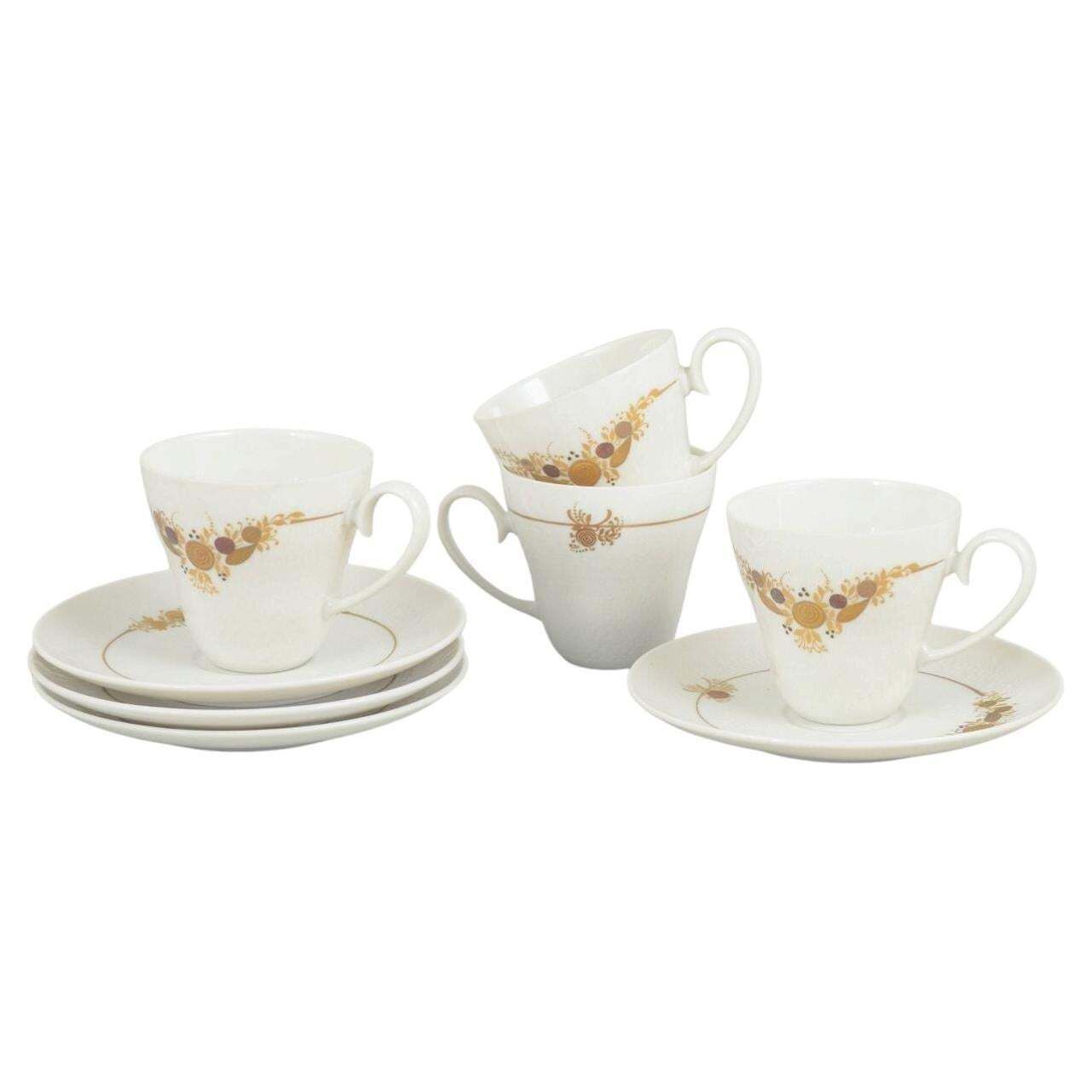Quatre tasses à café avec soucoupes Bjørn Wiinblad pour Rosenthal, série Romanze.