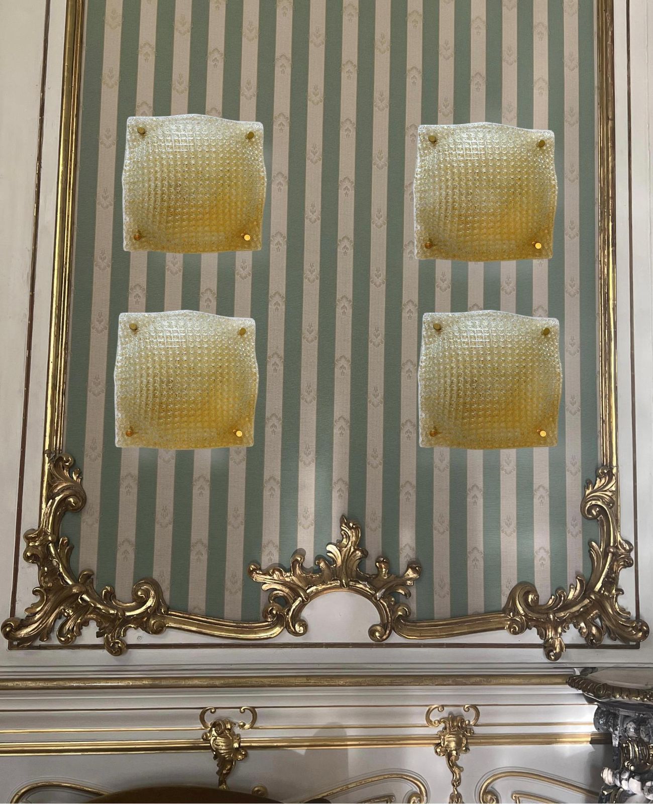 Golden Sunset, Pair Of Gorgeous Murano Ceiling Lights, 1980's photo furniture
