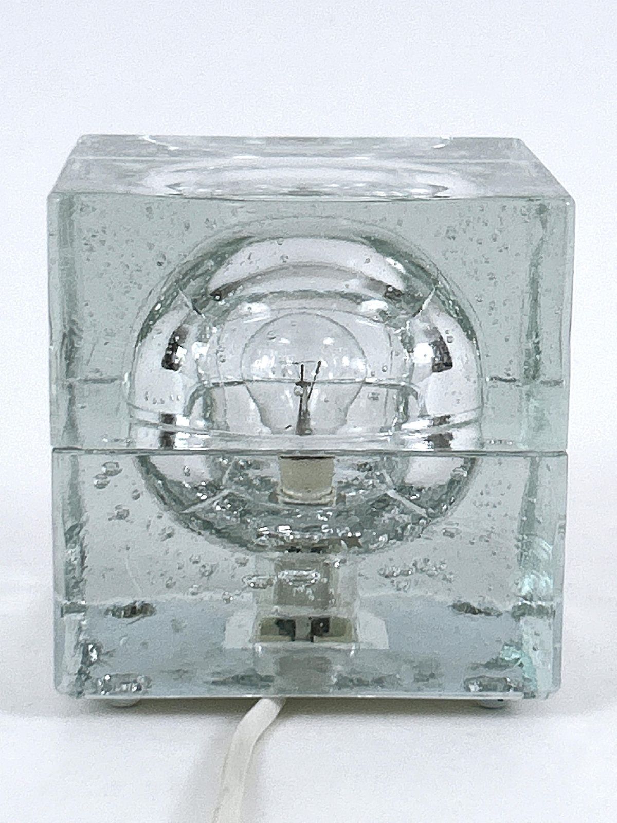photo buy Rare Mid Century Modern Hand Blown Ice Glass Cube Table Lamp By Wila Germany