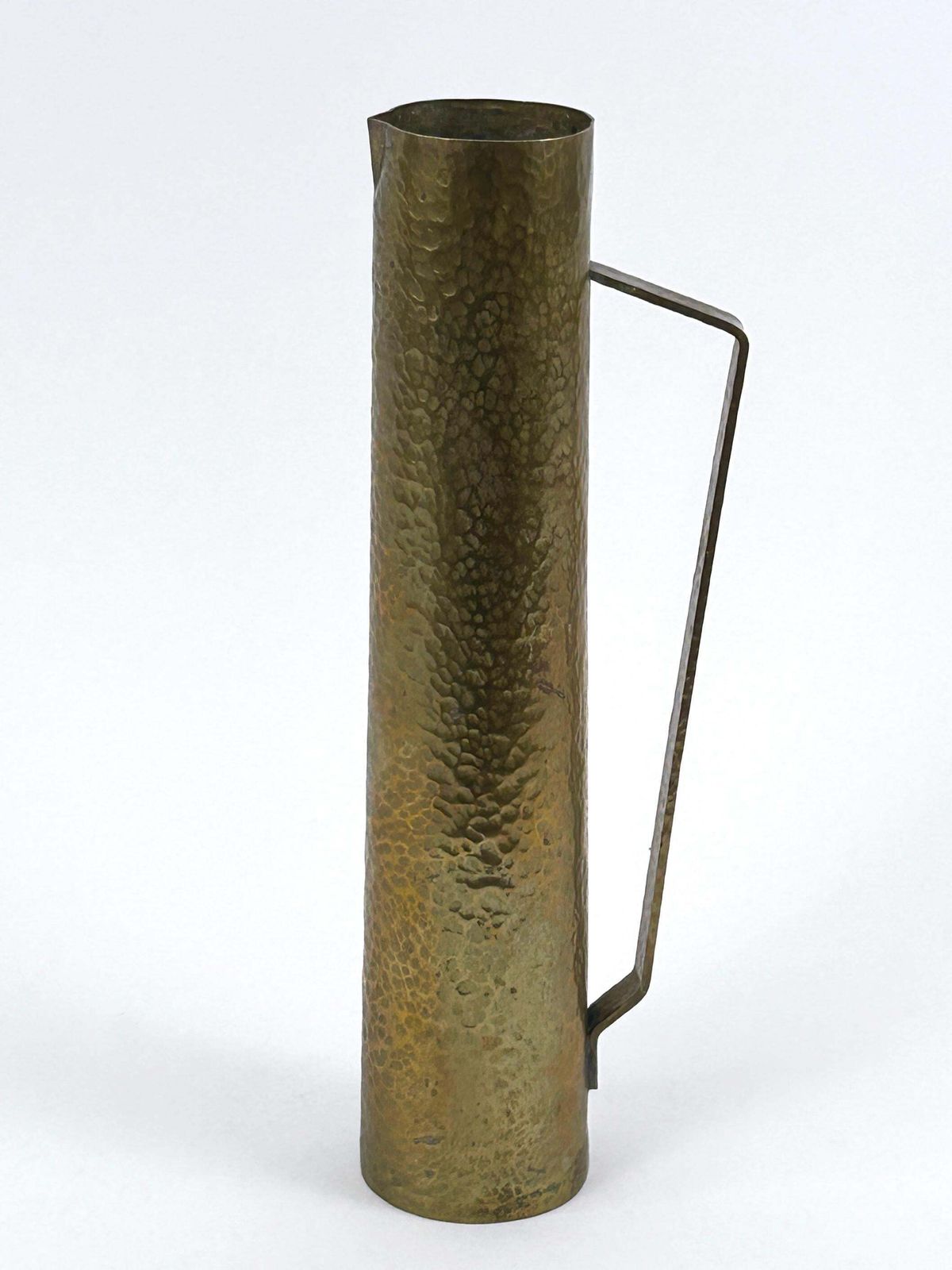Rare Mid Century Hammered Brass Tall Grip Vase Or Watering Can Germany 1960s photo furniture